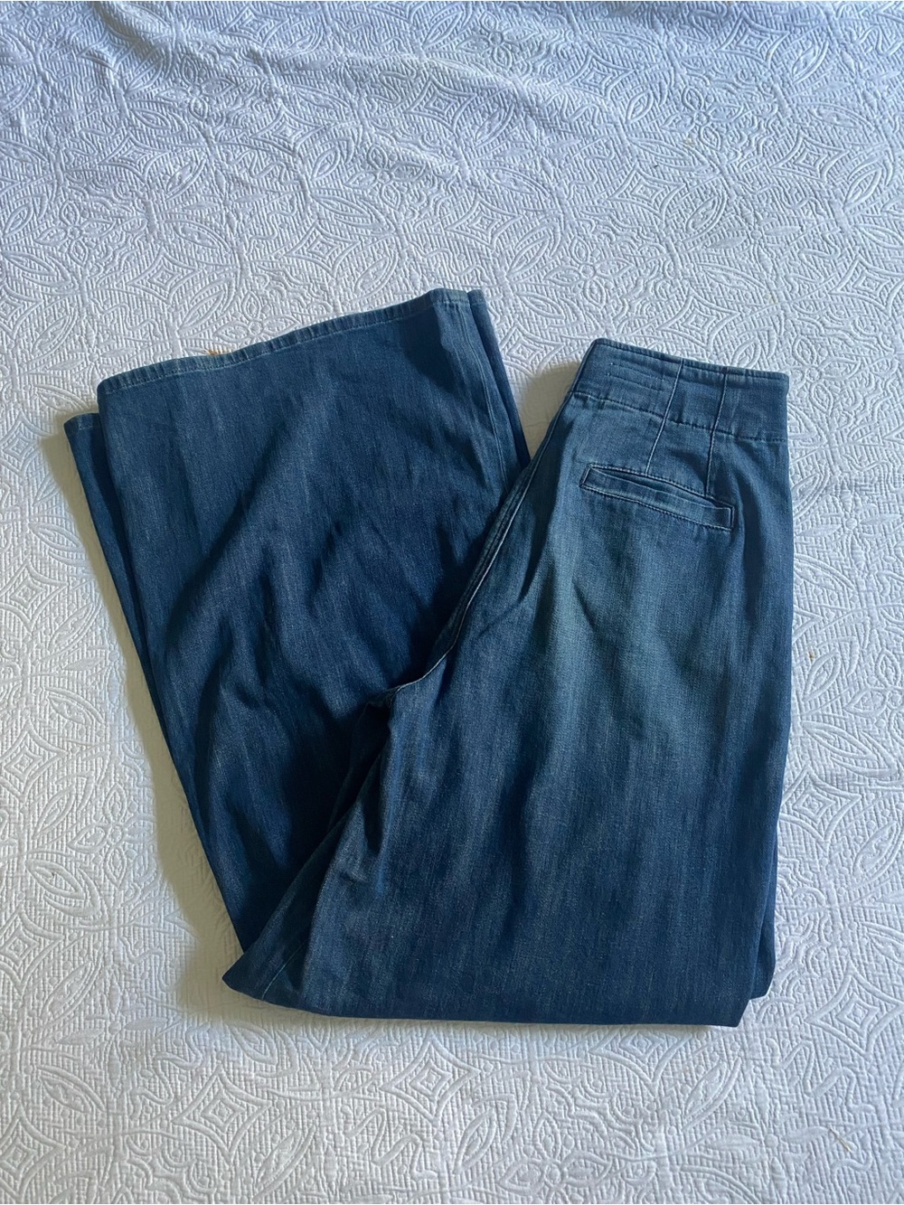 Pilcro Indigo Denim Jeans with Light Blue Floral Lining